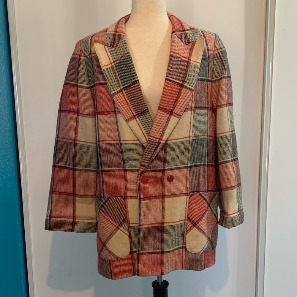Vintage Via Veneto Oversized Checked Blazer